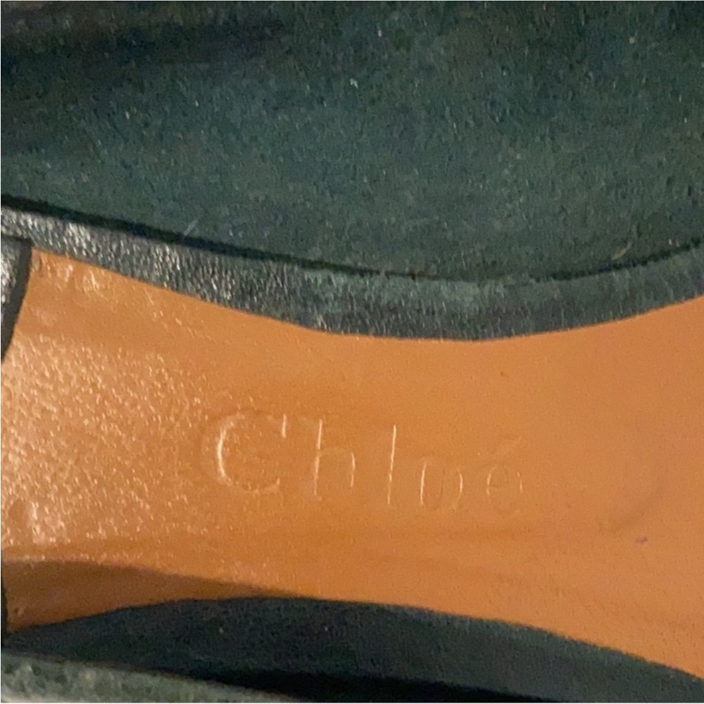 Authentic Chloe designer Hunter green leather flats loafers sz 9 - Picture 13 of 14